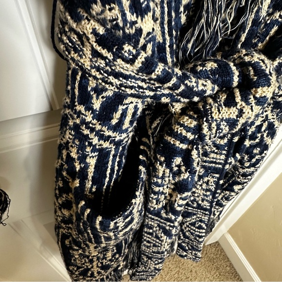 Ralph Lauren Women's Jacquard Nautical Blue Fringe Cardigan/Jacket- Size Large - Picture 8 of 13